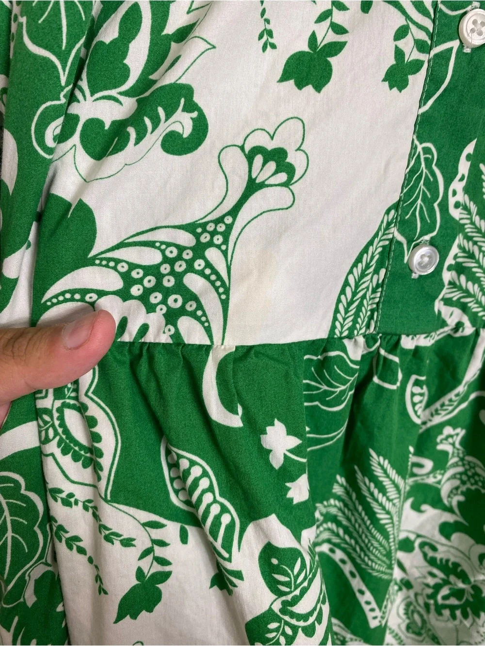 Anthropologie The Adaptive Bettina Poplin Tiered Shirt Dress Green White 2X - Picture 4 of 7